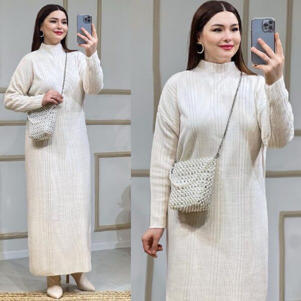 Long Knitted Women's Dress – Image 2