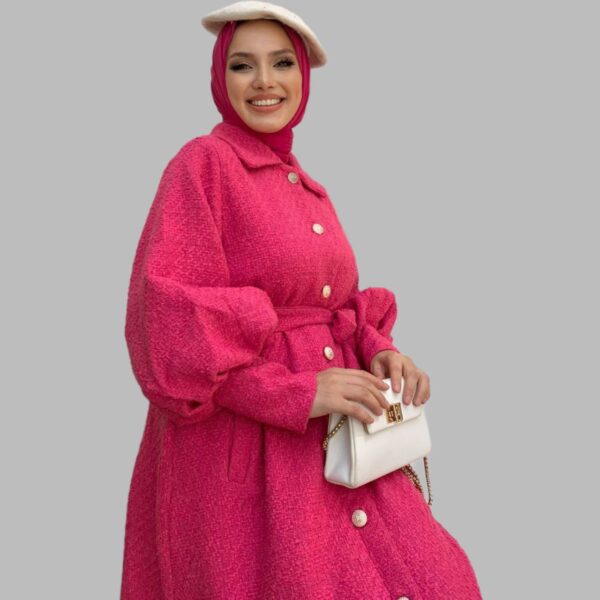 Pink Gofre Fabric Belted Hijab