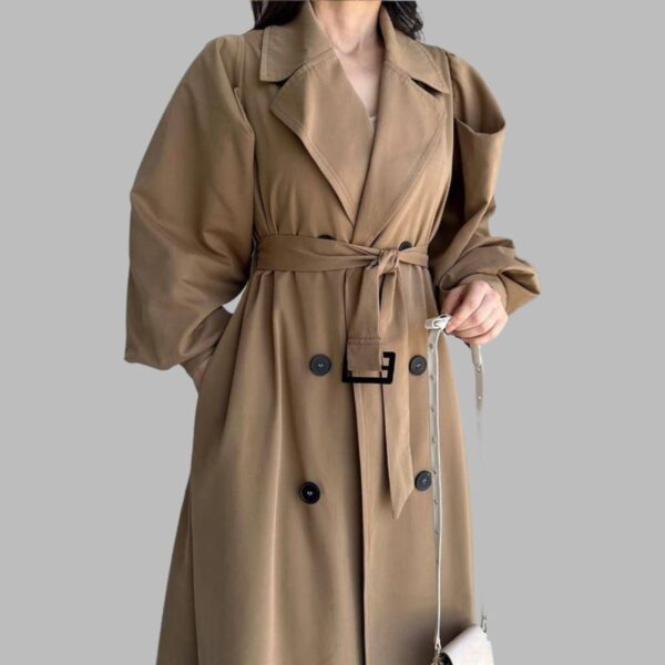 Long Puffer Jacket with Tie Waist